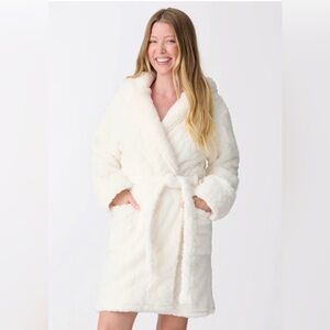 PJ Salvage BNWT Women's Plush Hooded Ivory Robe Size XL